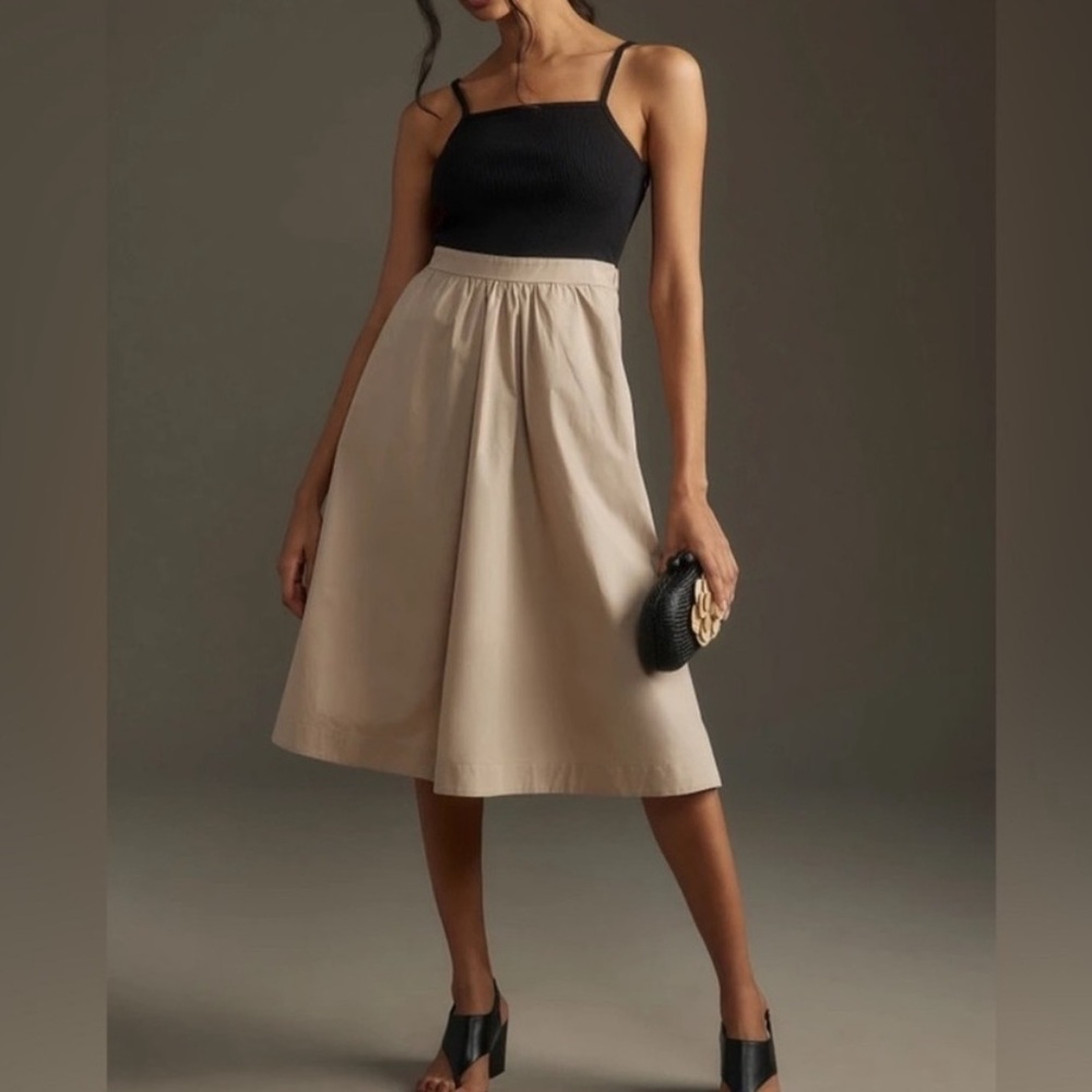 NWT Anthropology Maeve Sleeveless Rib Poplin Twofer Midi Dress